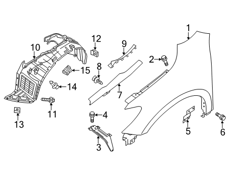 2016 Nissan Pathfinder Fender & Components Screw Diagram for 01241-0019U