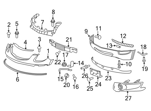 2009 Buick Enclave Front Bumper Bumper Cover Diagram for 15938762