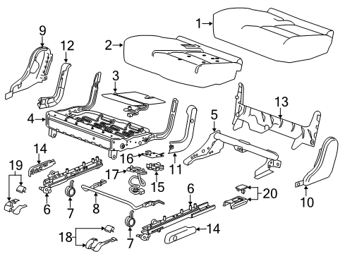 2021 GMC Acadia Heated Seats Cushion Cover Diagram for 84686883