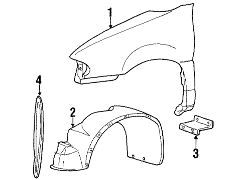 1995 Ford Windstar Fender & Components Fender Liner Diagram for F58Z16103A