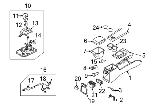 2005 Kia Sorento Switches Rear Cup Holder Assembly Diagram for 846553E001CY