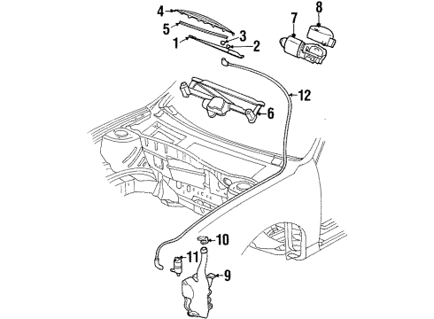 1997 Oldsmobile Cutlass Wiper & Washer Components Insert, Windshield Wiper Blade Diagram for 22601733