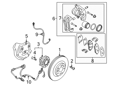 2013 Hyundai Genesis Front Brakes Front Brake Disc Dust Cover Right Diagram for 517563M000