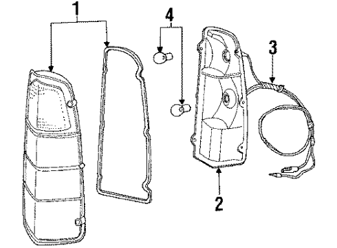 1988 Dodge D350 Tail Lamps Lamp-Assembly-Tl Stp T/SIG Back Up&S/MK Diagram for 55054794