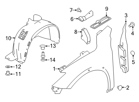 2017 Infiniti QX30 Fender & Components PROTCT Front FND R Diagram for 63842-5DA1A