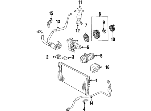 1995 Pontiac Bonneville A/C Condenser, Compressor & Lines Hose Asm-A/C Compressor & Condenser Diagram for 25614062