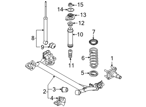 2011 Chevrolet Aveo Rear Suspension Axle Beam Diagram for 96653128