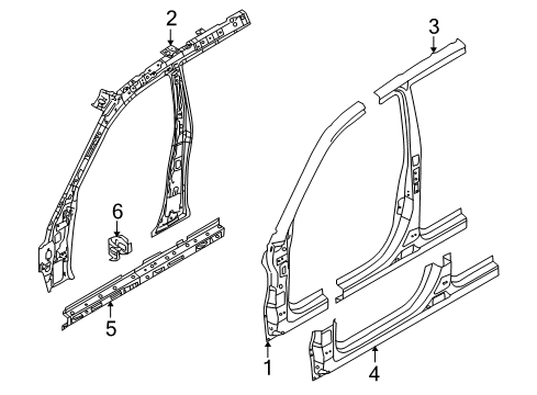 2009 Kia Borrego Center Pillar & Rocker, Hinge Pillar Pillar Assembly-Center Outer Diagram for 714012JA00