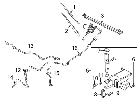 2021 Ford F-250 Super Duty Wiper & Washer Components Upper Hose Diagram for HC3Z-17A605-C