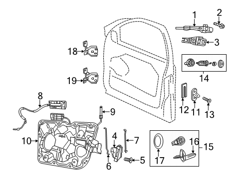 2015 Dodge Durango Rear Door Rear Door Window Regulator Motor Diagram for 68079284AB