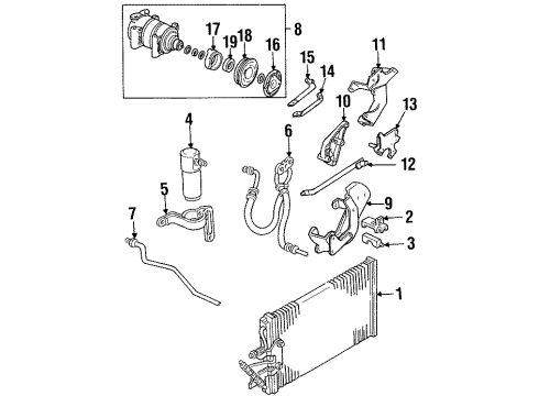 1992 GMC C3500 A/C Condenser, Compressor & Lines Hose Asm-A/C Compressor & Condenser Diagram for 15630343