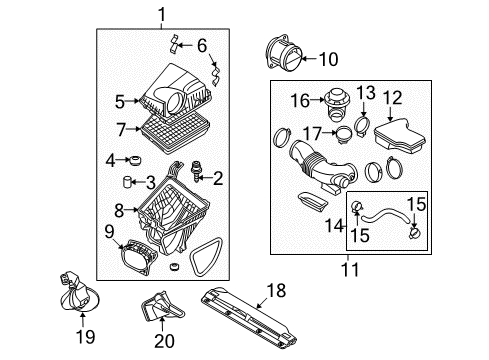 2010 Hyundai Genesis Filters Duct-Air "B" Diagram for 28210-3M150