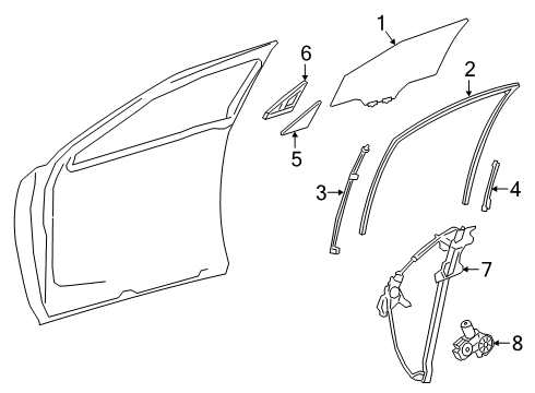 2021 Lexus UX200 Front Door Frame Sub-Assy FR D Diagram for 67403-76030