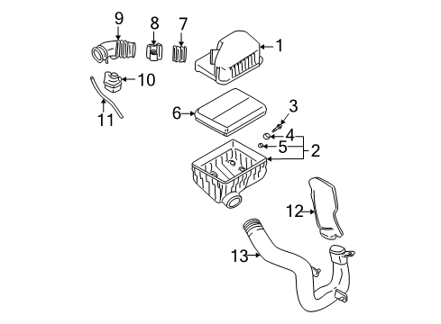 2003 Hyundai Santa Fe Powertrain Control Cover-Air Cleaner Diagram for 28111-26000