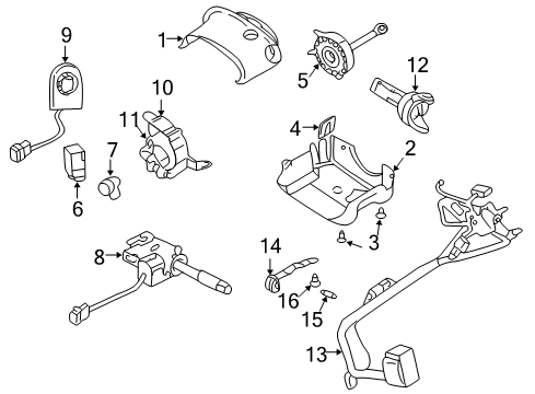 2003 Pontiac Aztek Shroud, Switches & Levers Tilt Lever Bolt Diagram for 10443311