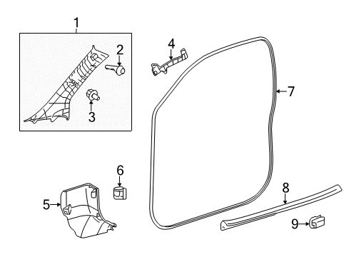 2012 Scion iQ Interior Trim - Pillars, Rocker & Floor Spacer Diagram for 62221-74010