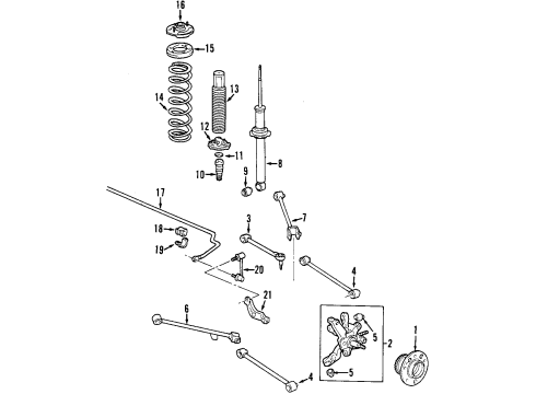 1999 Acura TL Rear Suspension Components, Lower Control Arm, Upper Control Arm, Stabilizer Bar Rubber, Rear Spring Mounting Diagram for 52686-S84-A01