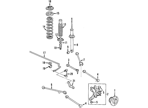 2003 Acura TL Rear Suspension Components, Lower Control Arm, Upper Control Arm, Stabilizer Bar Shock Absorber Unit, Rear Diagram for 52611-S0K-A51