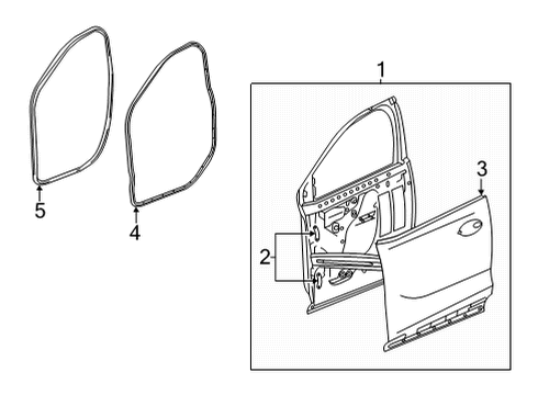 2022 Chevrolet Bolt EUV Door & Components Door Weatherstrip Diagram for 42597588