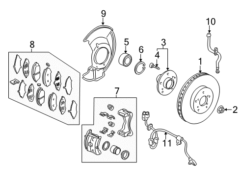 2019 Honda Ridgeline Front Brakes Hose Set, Right Front Diagram for 01464-TZ5-A01