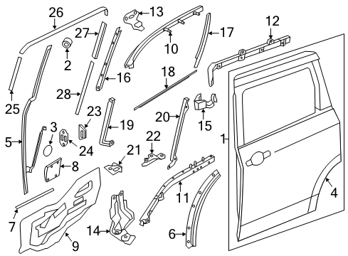 2017 Nissan Quest Side Loading Door - Door & Components Rail Assembly-Guide, Rear LH Diagram for 77761-1JA0A