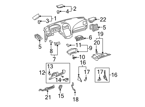 2009 Lexus ES350 Cluster & Switches, Instrument Panel Cover Sub-Assy, Instrument Panel Under, NO.2 Diagram for 55607-3T040