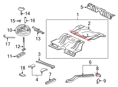 2002 Chevrolet Monte Carlo Rear Body - Floor & Rails Jack Assembly Lower Retainer Diagram for 10423240