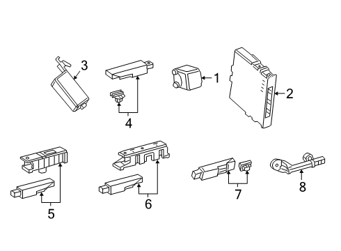 2021 Lexus UX200 Keyless Entry Components Housing Set, Door Co Diagram for 89072-76050