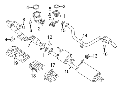 2015 Nissan Pathfinder Exhaust Components Front Exhaust Tube Assembly With Catalyzer Diagram for 20020-9PA0A