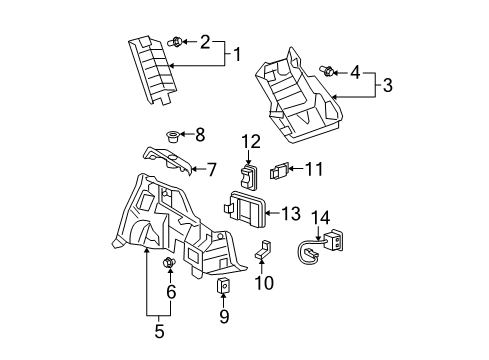 2010 Toyota Highlander Interior Trim - Quarter Panels Top Cover Diagram for 64715-0E050-B0