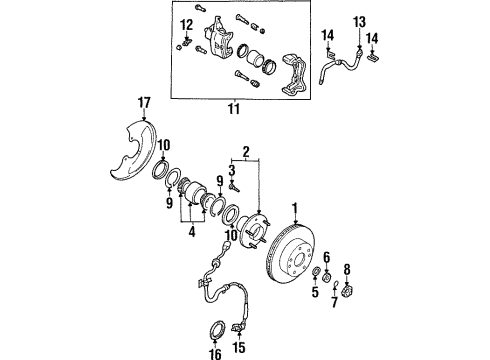 1997 Infiniti I30 Front Brakes Nut Diagram for 08911-6241A