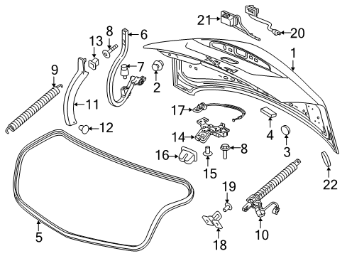 2020 Cadillac CT6 Trunk Body Weatherstrip Diagram for 84135868