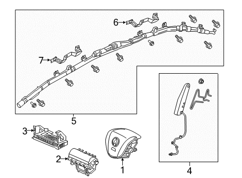 2018 Acura RLX Air Bag Components Bracket Set, Left Front Grab Rail Diagram for 83297-TY2-A81