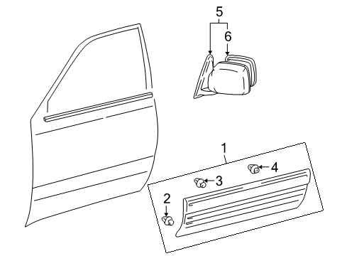 2006 Lexus LX470 Outside Mirrors, Exterior Trim Mirror Assy, Outer Rear View, LH Diagram for 87940-60A51-G0