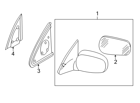 1998 Nissan Altima Outside Mirrors Mirror Glass Diagram for 96366-9E000