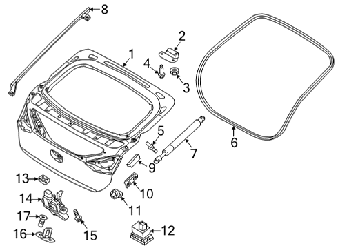 2022 Hyundai Ioniq 5 Gate & Hardware Plug-Drain Hole Diagram for 17354-10080-B