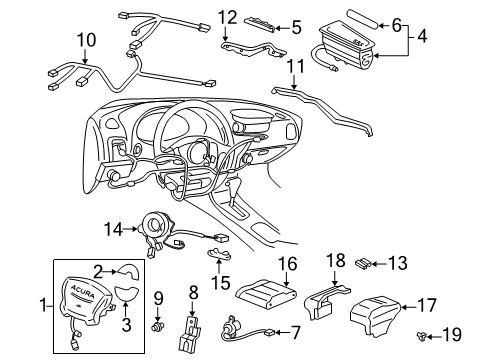 1995 Acura Integra Air Bag Components Reel Assembly, Cable Diagram for 77900-SR3-A01
