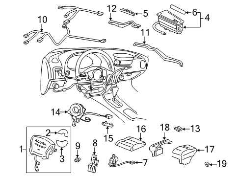 1995 Acura Integra Air Bag Components Sensor Assy., SRS Dash Diagram for 06771-SM5-A81