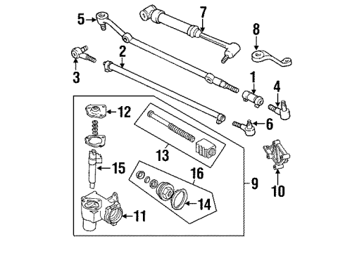1988 Jeep Cherokee Steering Gear & Linkage End Diagram for 52000601