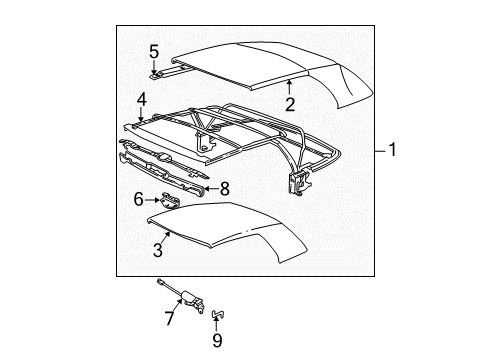 2005 BMW M3 Convertible Top Emergency Operation Crank Diagram for 67618370817