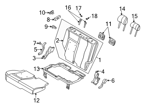 2004 Jeep Liberty Rear Seat Components Cushion Cover And Pad Diagram for YG521L5AA