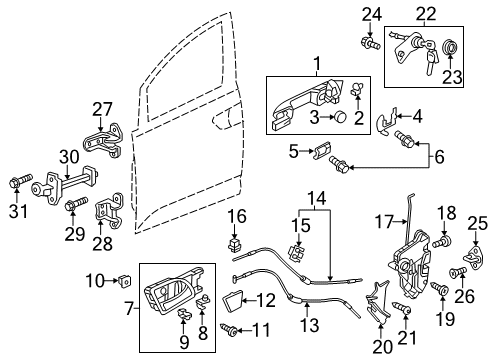 2013 Honda Odyssey Front Door Hinge, Left Front Door (Upper) Diagram for 67450-TX4-H02ZZ