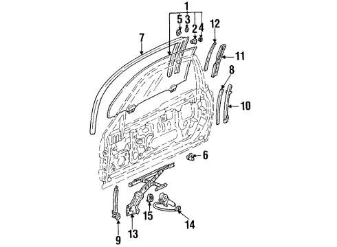 1993 Honda Prelude Door & Components Channel, Left Front Door Run (Lower) Diagram for 72276-SS0-003