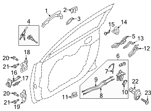 2014 Hyundai Elantra Coupe Switches Door Handle Assembly, Exterior Diagram for 82651-3X000