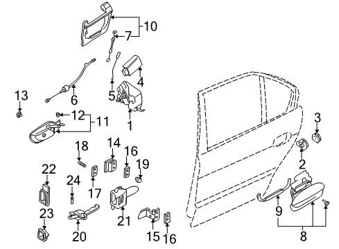 2002 BMW 530i Rear Door Door Handle Outer Left Diagram for 51228245465