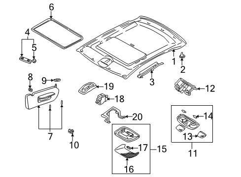 2002 Mitsubishi Galant Sunroof Arm Visor-SUNVISOR Diagram for MR722332