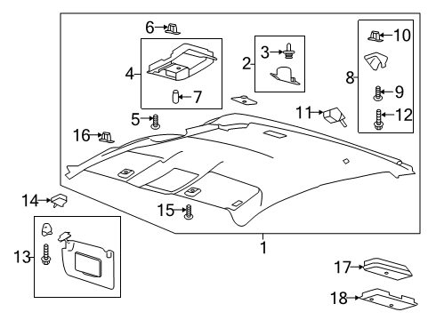 2022 Ford Ranger Interior Trim - Cab Headliner Diagram for KB3Z-2151916-AA