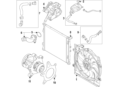 2020 Hyundai Sonata Cooling System, Radiator, Water Pump, Cooling Fan Blower Assembly Diagram for 25380-L1000