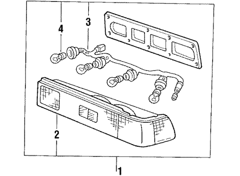 1987 Acura Integra Backup & Tail Lamps Taillight Assembly, Passenger Side Diagram for 33500-SD2-A01