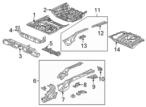 2020 Honda CR-V Rear Floor & Rails C/MBR COMP, MID FL Diagram for 65700-TPG-A00ZZ